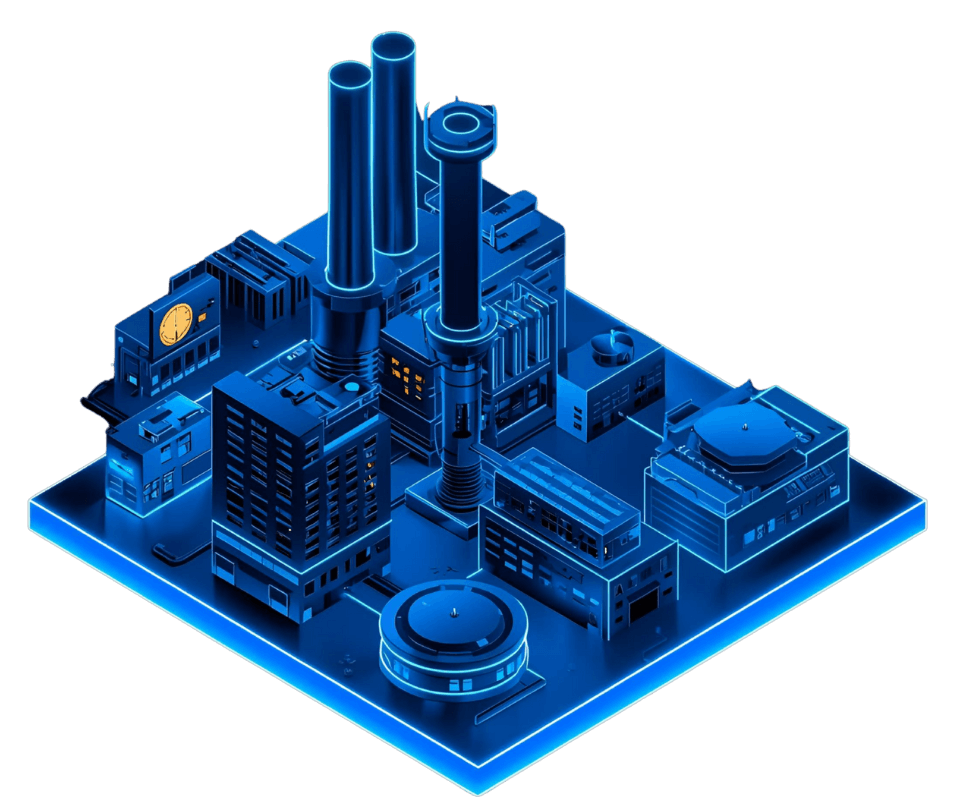 Isometric Blue Industrial Complex